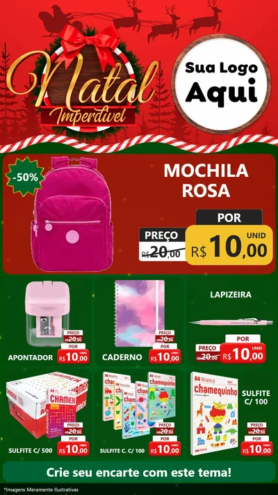 Modelo de Rede Social para Stories com o tema Natal Imperdível para Papelaria