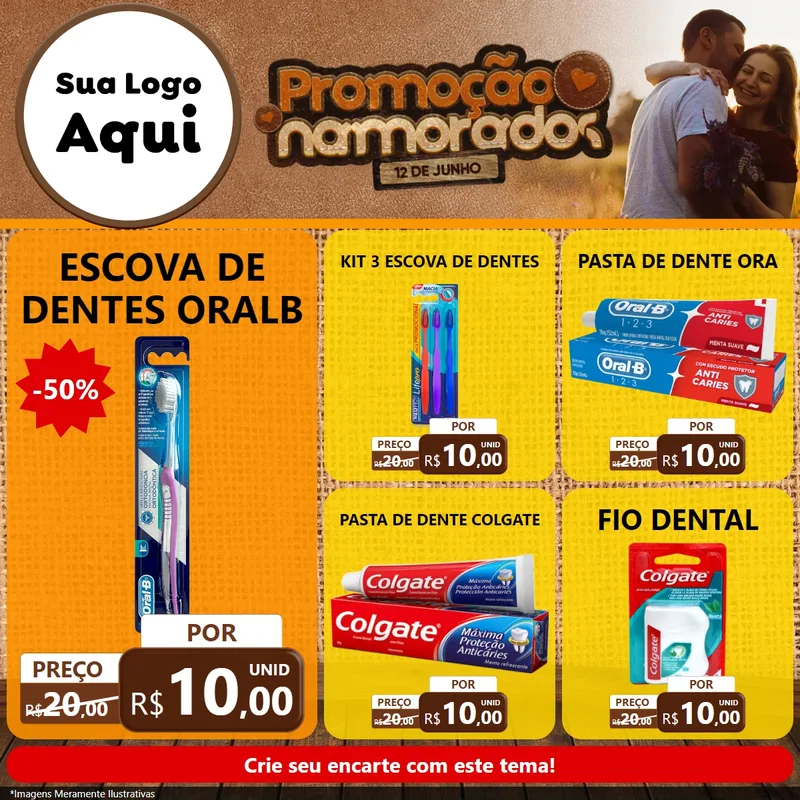 Modelo de Rede Social para Feed Facebook com o tema Promoção Namorados para Higiene Pessoal