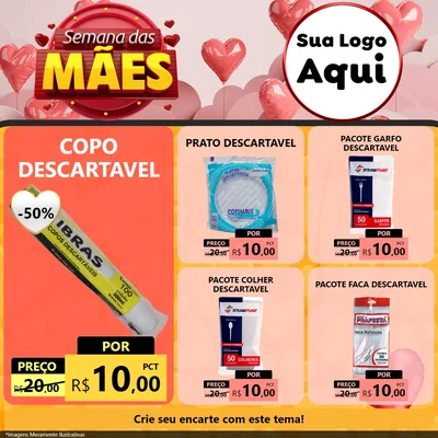 Modelo de Rede Social para Feed Facebook com o tema Semana das Mães para Embalagens