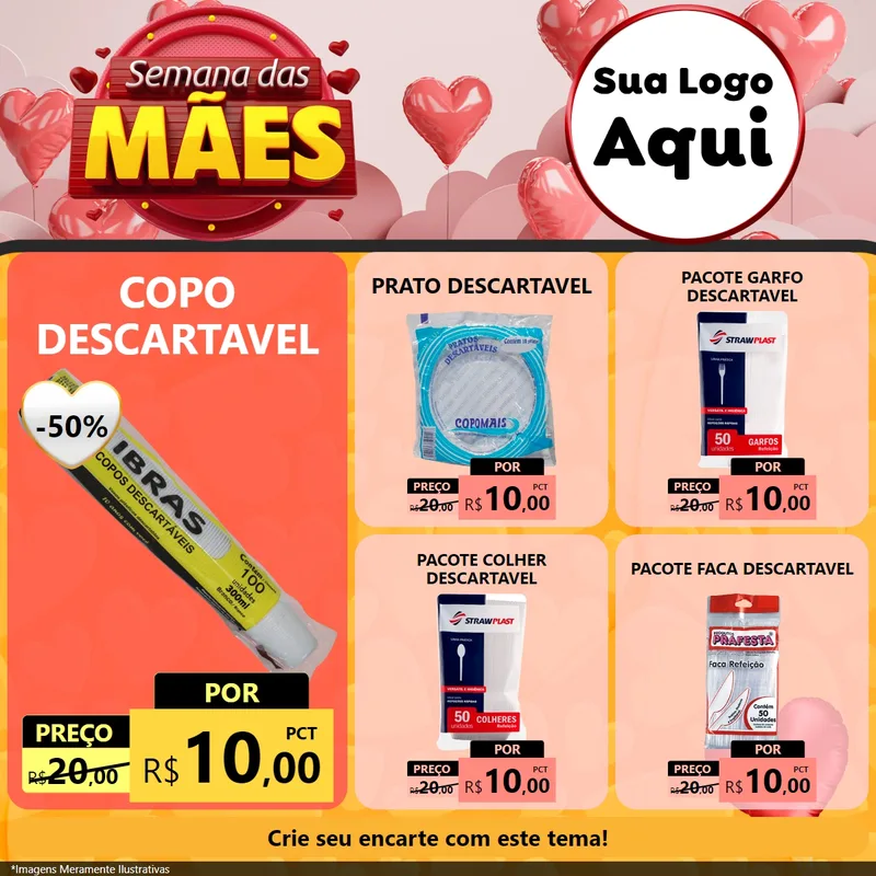 Modelo de Rede Social para Feed Facebook com o tema Semana das Mães para Embalagens