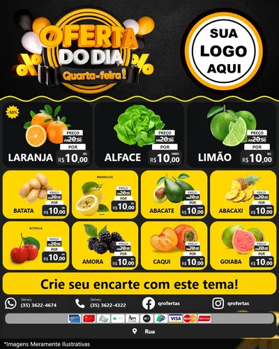 Modelo de Rede Social para Feed Instagram com o tema Oferta do Dia - Quarta Feira! para Hortifrúti