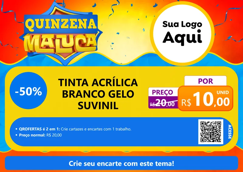 Modelo de Cartaz para Cartaz A4 Horizontal com o tema Quinzena Maluca para Tintas e Ferramentas