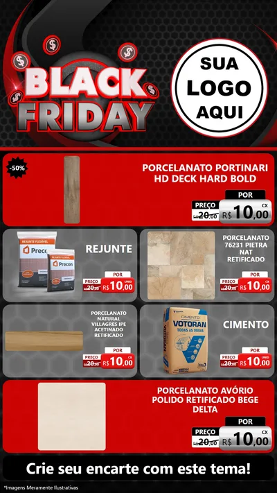 Modelo de TV para TV Vertical com o tema Black Friday para Pisos e revestimentos