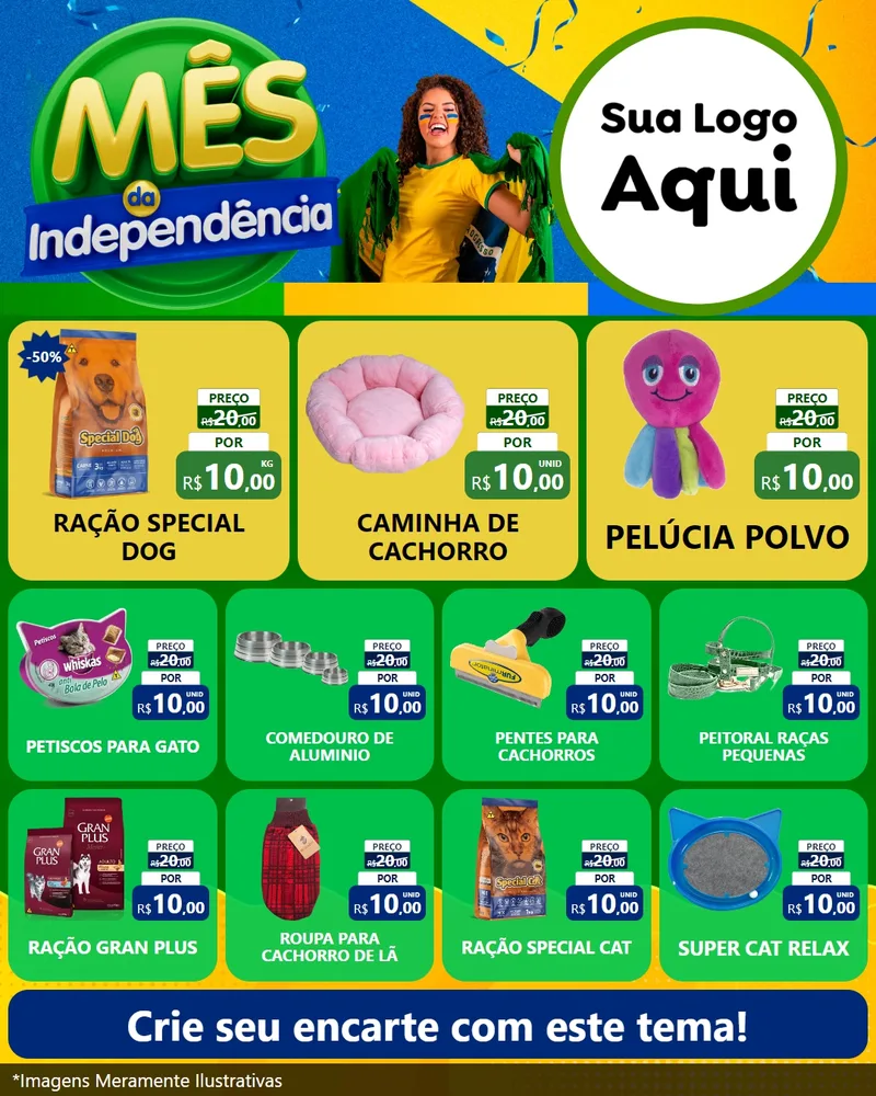 Modelo de Rede Social para Feed Instagram com o tema Mês da Independência para Pet Shop