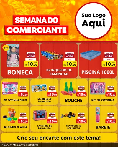 Modelo de Rede Social para Feed Instagram com o tema Semana do Comerciante para Brinquedos