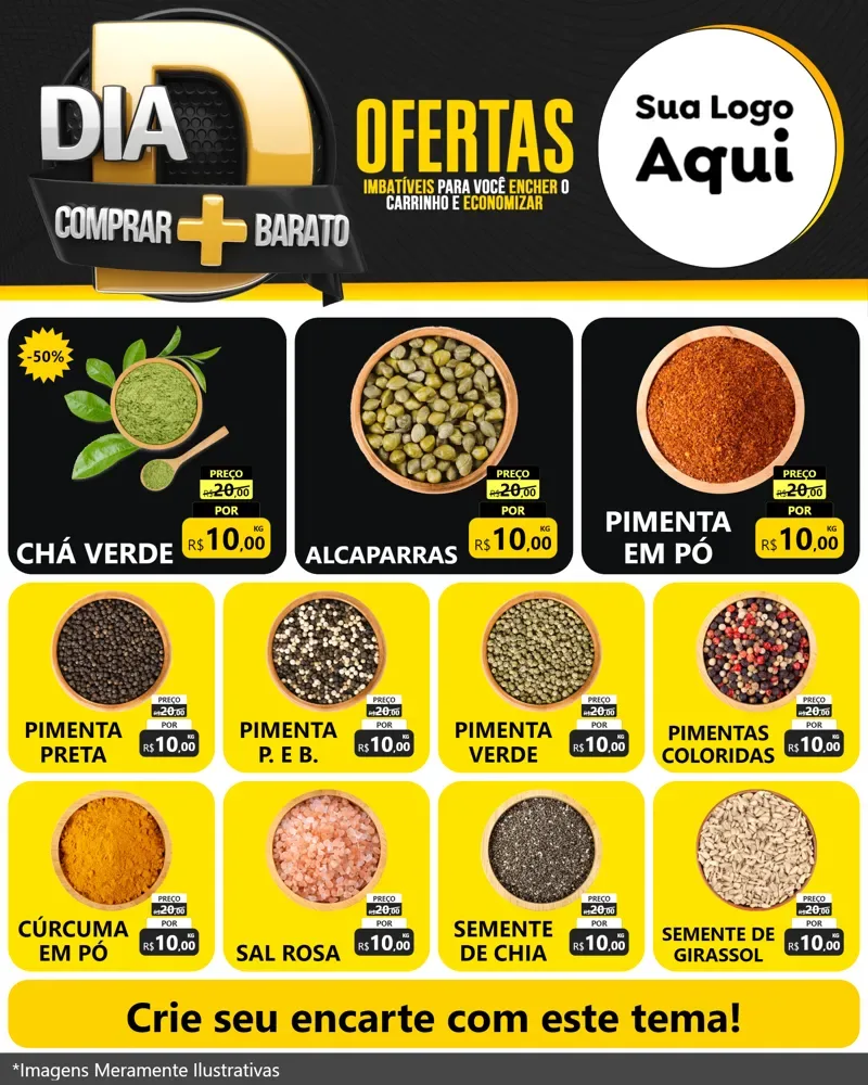 Modelo de Rede Social para Feed Instagram com o tema Dia D Mais Economia para Produtos Naturais