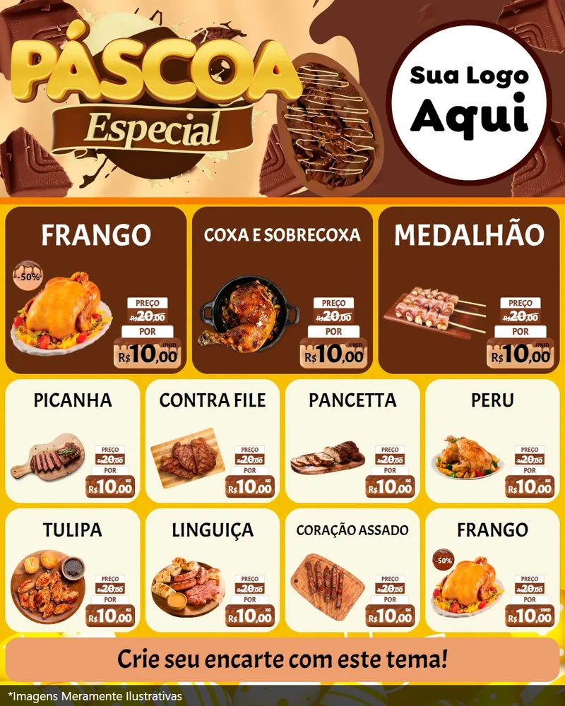 Modelo de Rede Social para Feed Instagram com o tema Páscoa Especial para Assados