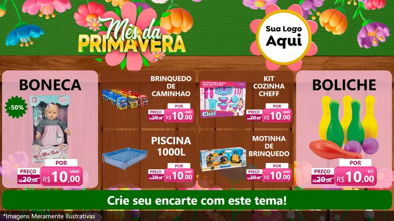 Modelo de TV para TV Horizontal com o tema Mês da Primavera para Brinquedos