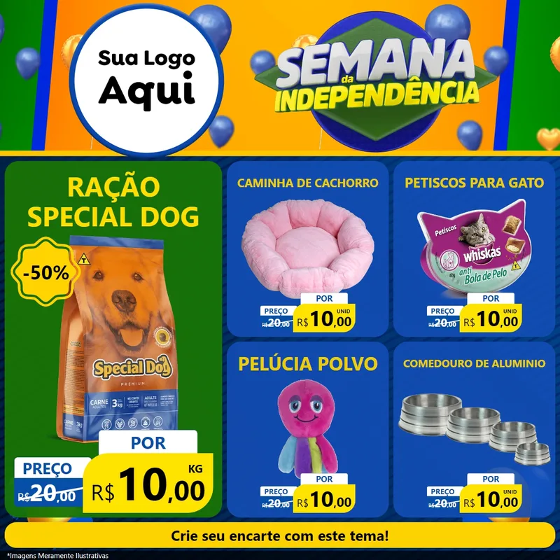 Modelo de Rede Social para Feed Facebook com o tema Semana da Independência para Pet Shop