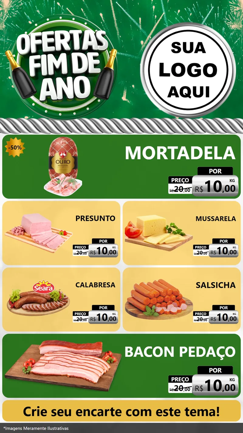 Modelo de TV para TV Vertical com o tema Ofertas Fim de Ano para Frios e Laticínios