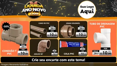 Modelo de TV para TV Horizontal com o tema Liquida Ano Novo É Aqui! para Tubos e conexões