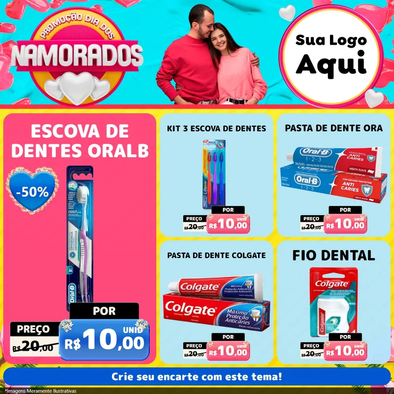 Modelo de Rede Social para Feed Facebook com o tema Promoção Dia dos Namorados para Higiene Pessoal