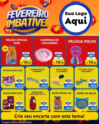 Modelo de Rede Social para Feed Instagram com o tema Fevereiro Imbatível para Pet Shop
