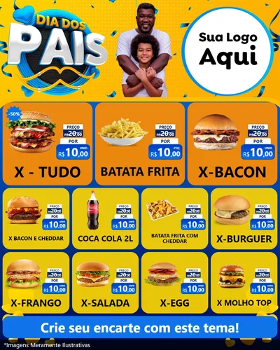 Modelo de Rede Social para Feed Instagram com o tema Dia dos Pais para Hamburgueria