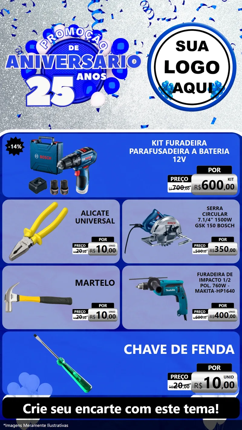 Modelo de TV para TV Vertical com o tema Promoção de Aniversário - 25 Anos para Maquinas e Ferramentas