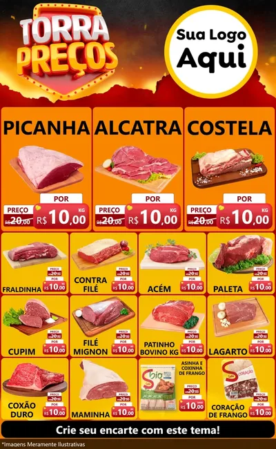 Modelo de Encarte para Encarte Grande com o tema Torra Preços para Açougue