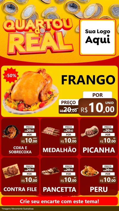 Modelo de Rede Social para Stories com o tema Quartou do Real para Assados