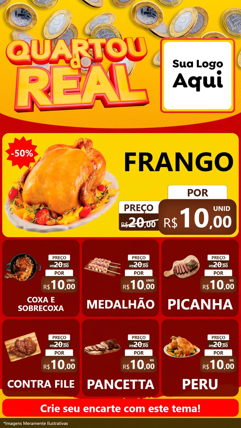 Modelo de Rede Social para Stories com o tema Quartou do Real para Assados