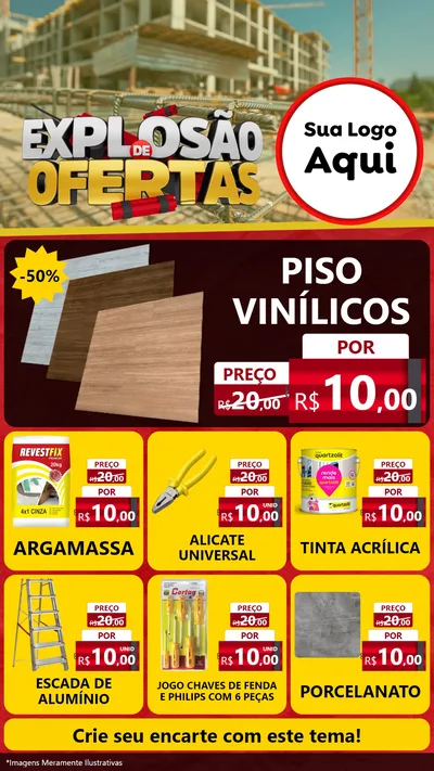 Modelo de Rede Social para Stories com o tema Explosão de Ofertas - Construção para Material para Construção