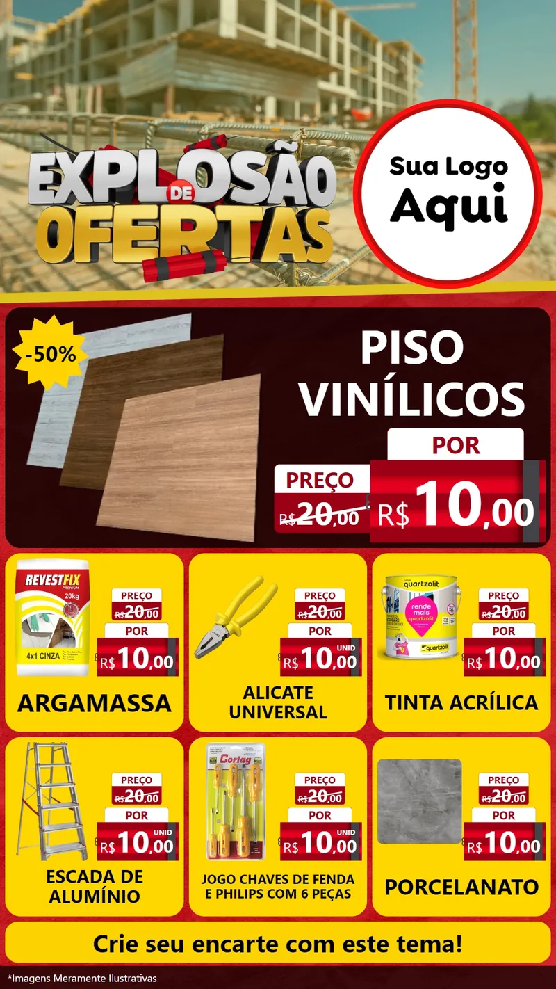 Modelo de Rede Social para Stories com o tema Explosão de Ofertas - Construção para Material para Construção