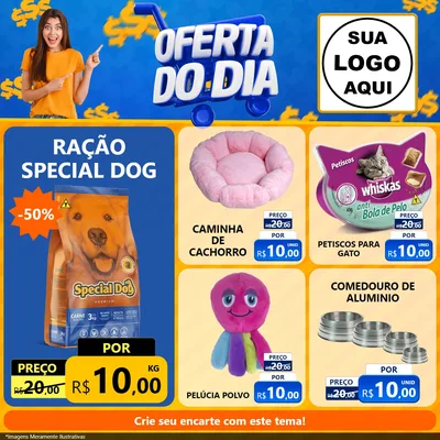 Modelo de Rede Social para Feed Facebook com o tema Oferta do Dia para Pet Shop