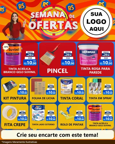 Modelo de Rede Social para Feed Instagram com o tema Semana de Ofertas para Tintas e Ferramentas