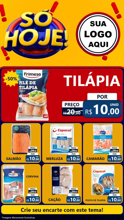 Modelo de Rede Social para Stories com o tema Só Hoje! para Peixaria