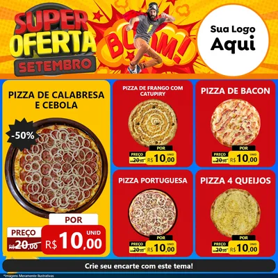 Modelo de Rede Social para Feed Facebook com o tema Super Oferta Setembro para Pizzaria