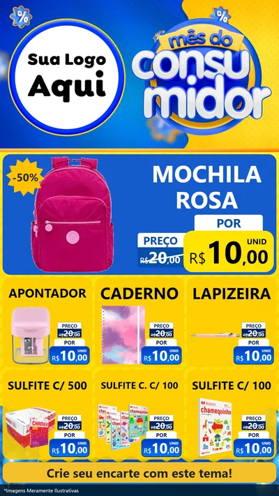 Modelo de Rede Social para Stories com o tema Mês do Consumidor para Papelaria