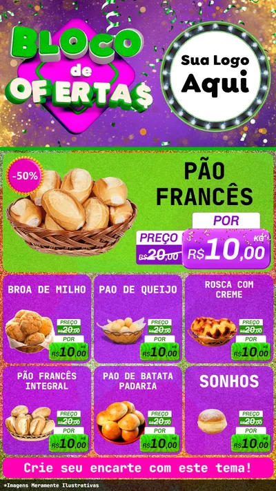 Modelo de Rede Social para Stories com o tema Bloco de Ofertas para Padaria
