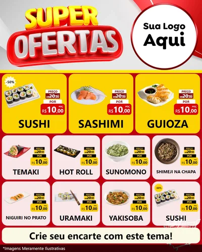 Modelo de Rede Social para Feed Instagram com o tema Super Ofertas para Comida japonesa