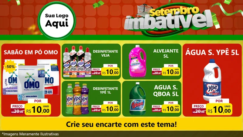 Modelo de TV para TV Horizontal com o tema Setembro Imbatível para Produtos de Limpeza