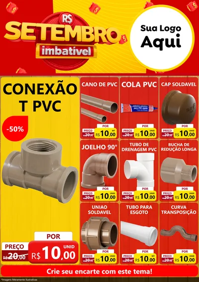 Modelo de Encarte para Encarte A4 Vertical com o tema Setembro Imbatível para Tubos e conexões