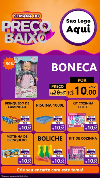 Modelo de Rede Social para Stories com o tema Semana do Preço Baixo para Brinquedos