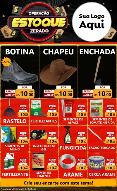 Modelo de Encarte para Encarte Grande com o tema Operação Estoque Zerado para Agropecuária