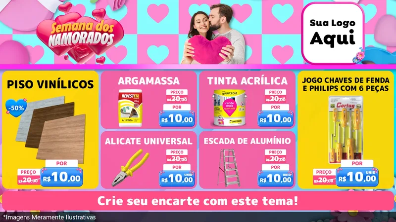 Modelo de TV para TV Horizontal com o tema Semana dos Namorados para Material para Construção