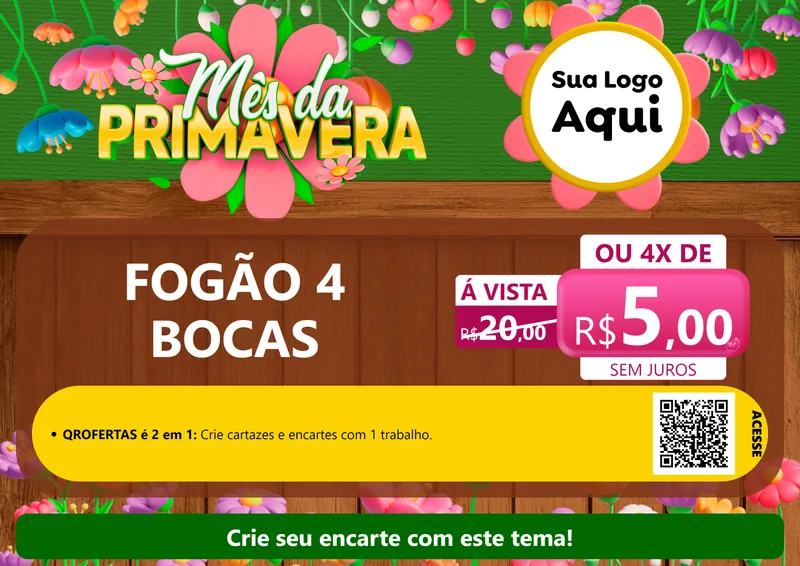 Modelo de Cartaz para Cartaz A4 Horizontal com o tema Mês da Primavera para Móveis e Eletro