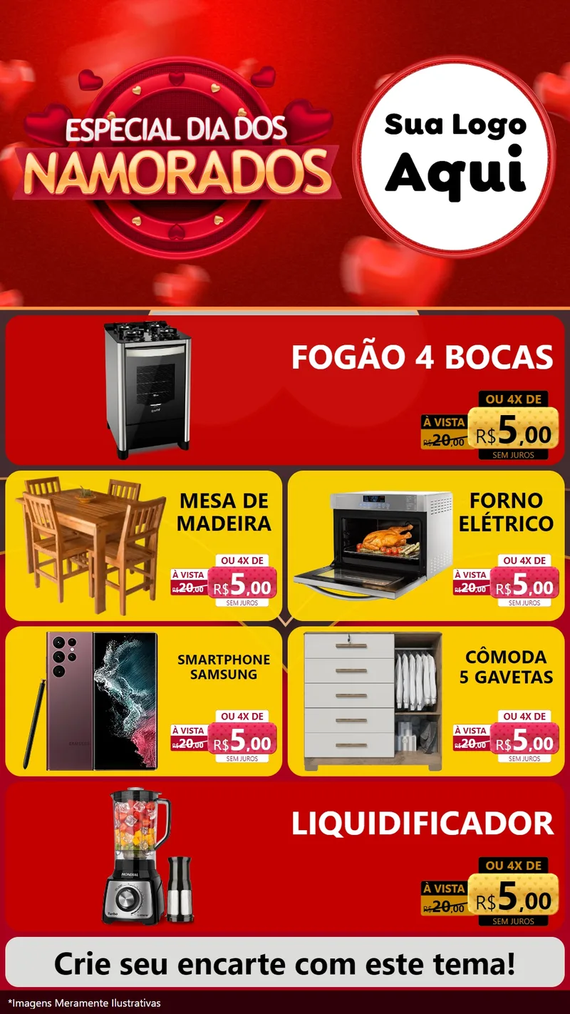 Modelo de TV para TV Vertical com o tema Especial Dia Dos Namorados para Móveis e Eletro