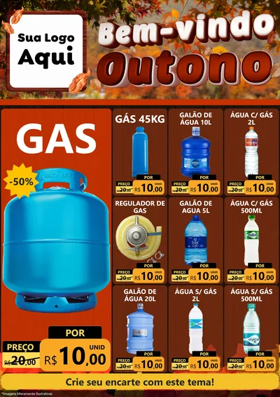 Modelo de Encarte para Encarte A4 Vertical com o tema Bem-vindo Outono para Água e gás