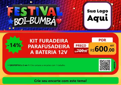 Modelo de Cartaz para Cartaz A4 Horizontal com o tema Festival Boi-Bumbá para Maquinas e Ferramentas