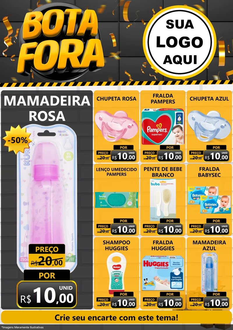 Modelo de Encarte para Encarte A4 Vertical com o tema Bota Fora para Bebês