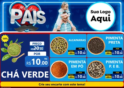 Modelo de Encarte para Encarte A4 Horizontal com o tema Mês Dos Pais para Produtos Naturais