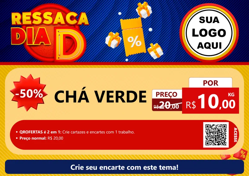 Modelo de Cartaz para Cartaz A4 Horizontal com o tema Ressaca Dia D para Produtos Naturais