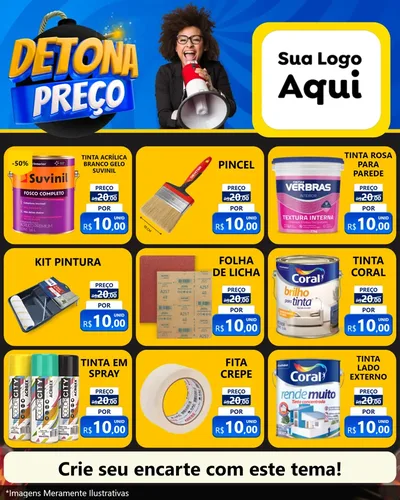Modelo de Rede Social para Feed Instagram com o tema Detona Preços para Tintas e Ferramentas