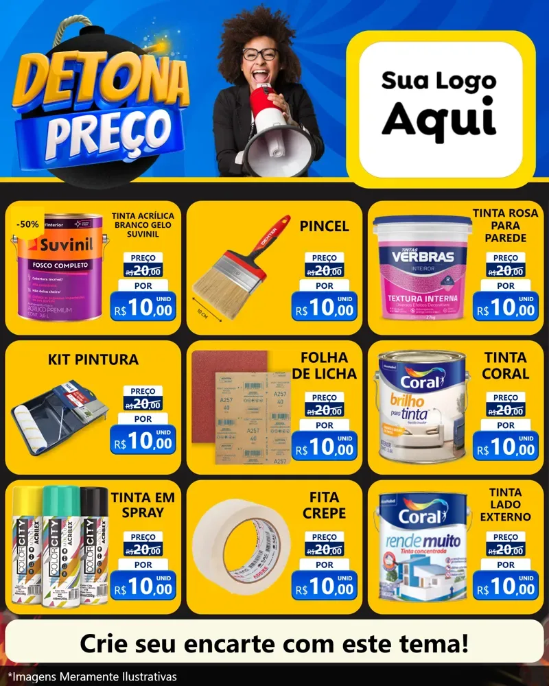 Modelo de Rede Social para Feed Instagram com o tema Detona Preços para Tintas e Ferramentas