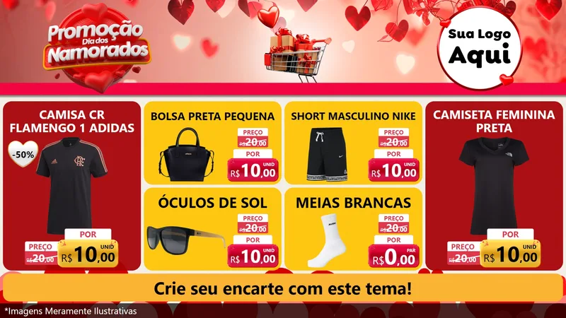 Modelo de TV para TV Horizontal com o tema Promoção Dia dos Namorados para Roupas e acessórios