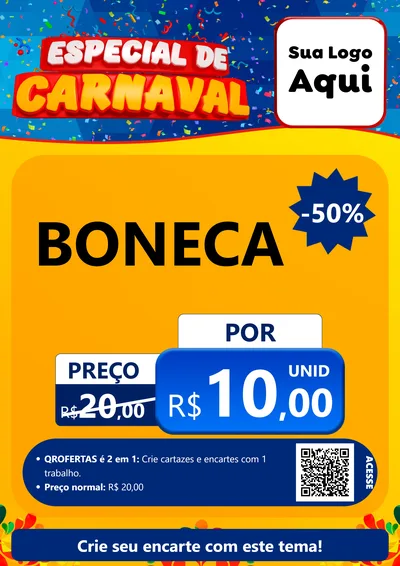 Modelo de Cartaz para Cartaz A4 Vertical com o tema Especial de Carnaval para Brinquedos
