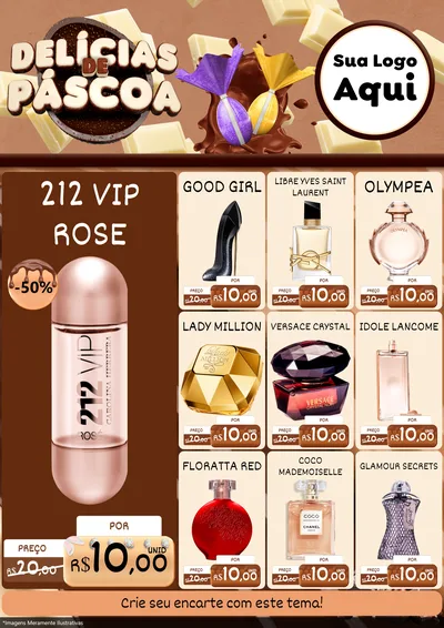 Modelo de Encarte para Encarte A4 Vertical com o tema Delícias de Páscoa para Perfumes