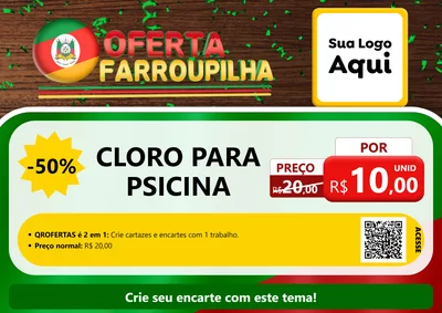 Modelo de Cartaz para Cartaz A4 Horizontal com o tema Oferta Farroupilha para Produtos para Piscina