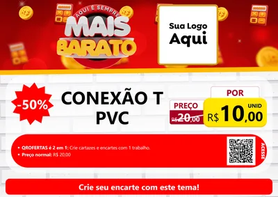 Modelo de Cartaz para Cartaz A4 Horizontal com o tema Mais Barato para Tubos e conexões